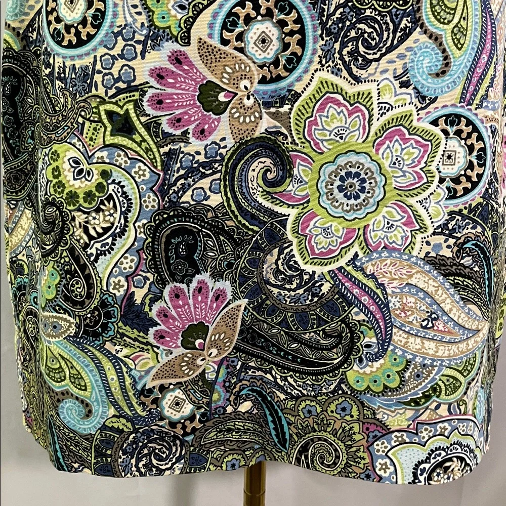 Talbots Multicolor Floral Paisley Print A-Line Cotton Skirt